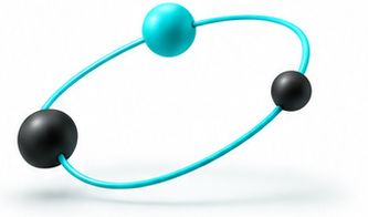 Orbiting cyan and black spheres