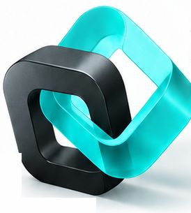 Interlocking black and cyan chain link